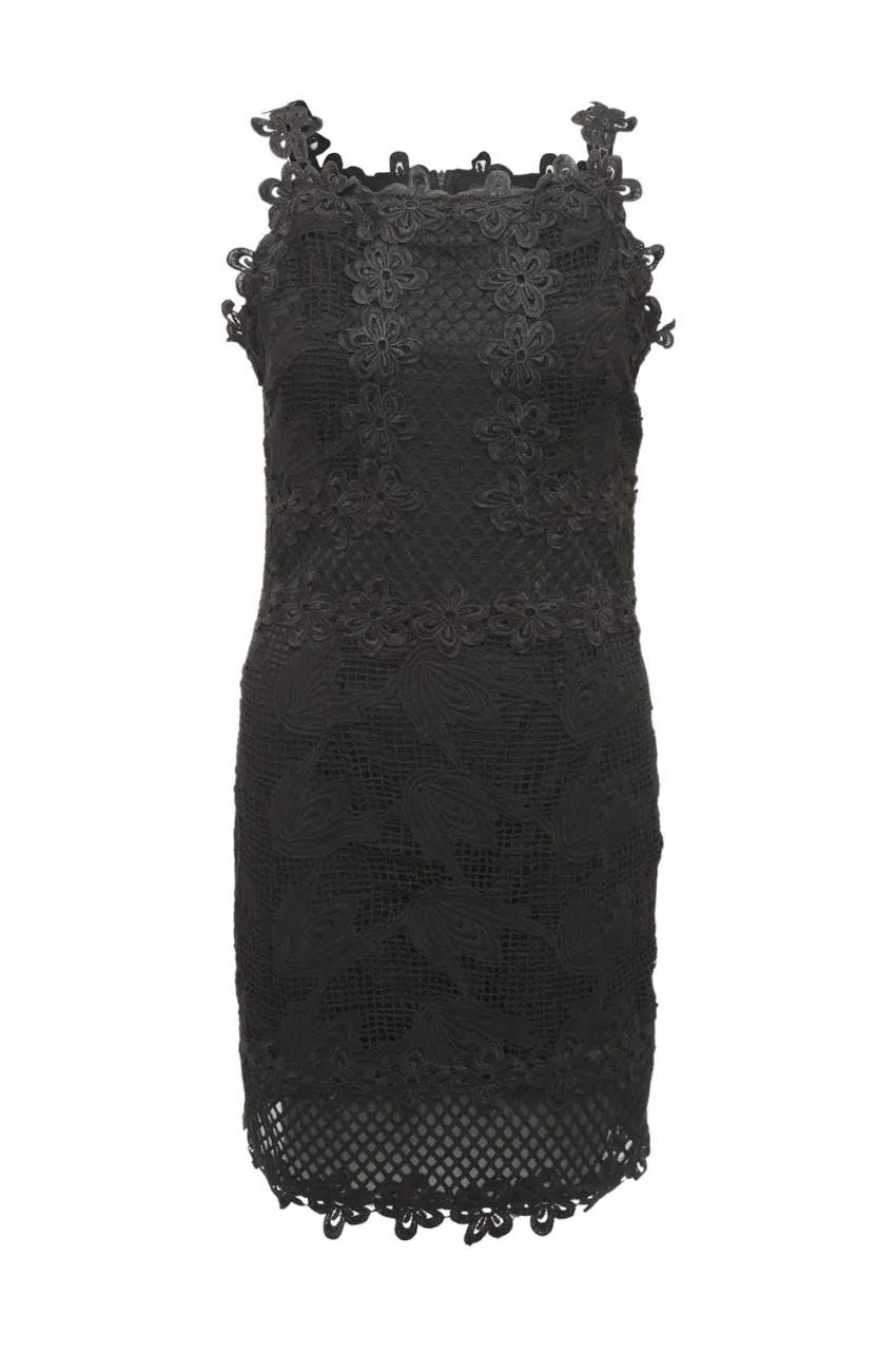 Black Mini Dress with Lattice Crochet Detail sold by AX Paris product image thumbnail 4
