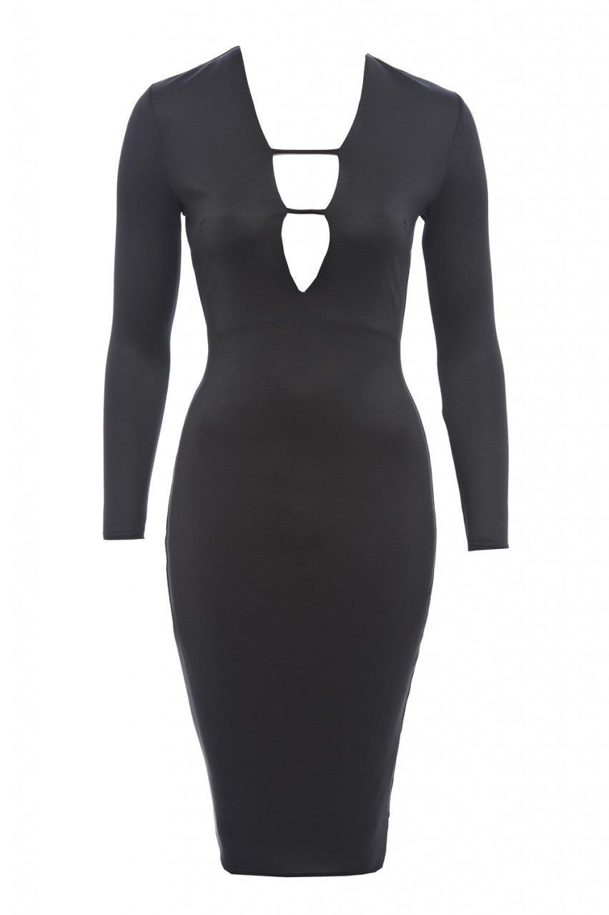 V Front Detail Bodycon Midi Dress sold by AX Paris product image thumbnail 5