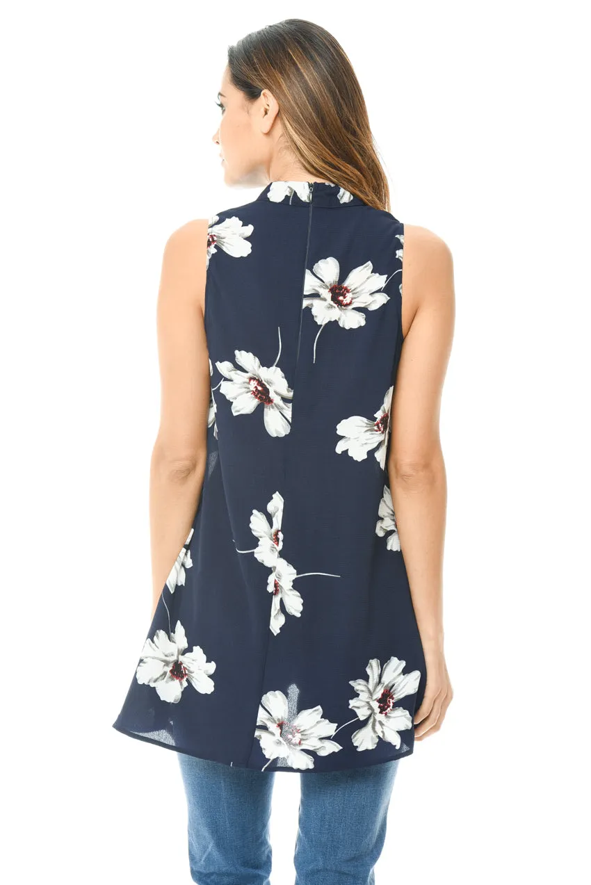 Choker V Neck Printed Sleeveless Top sold by AX Paris product image thumbnail 3