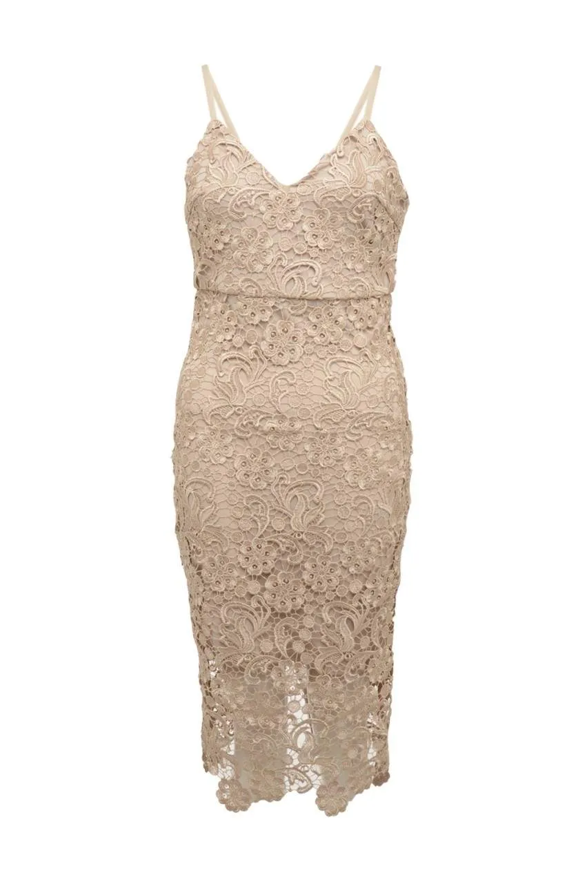 Gold Crochet Midi Dress sold by AX Paris product image thumbnail 4