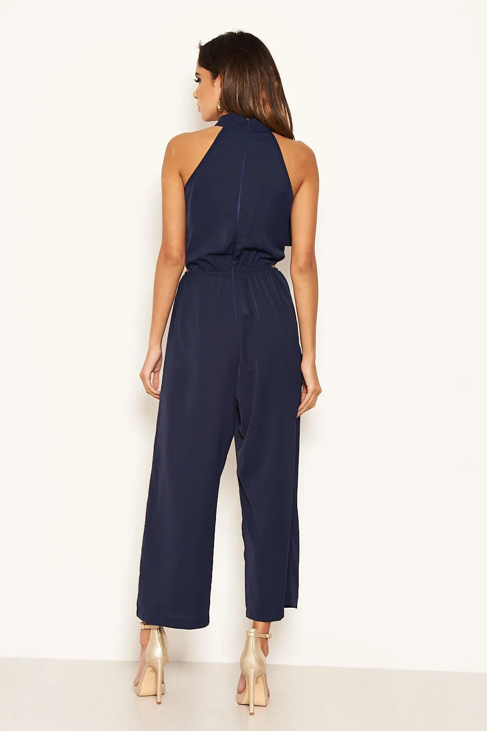 Navy Frilled Cut Out Culotte Jumpsuit sold by AX Paris product image thumbnail 3