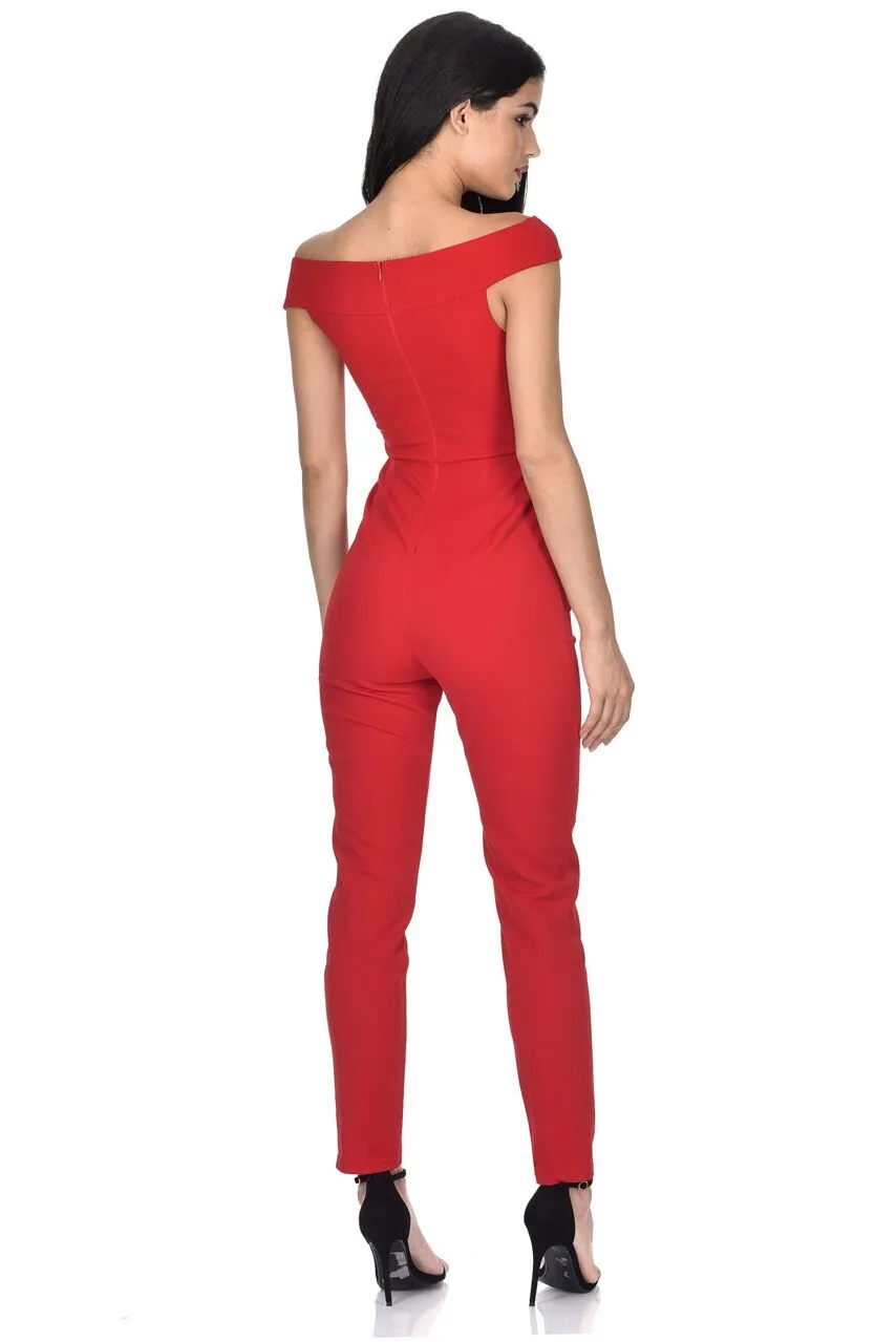 Red Cross Off The Shoulder Jumpsuit sold by AX Paris product image thumbnail 3