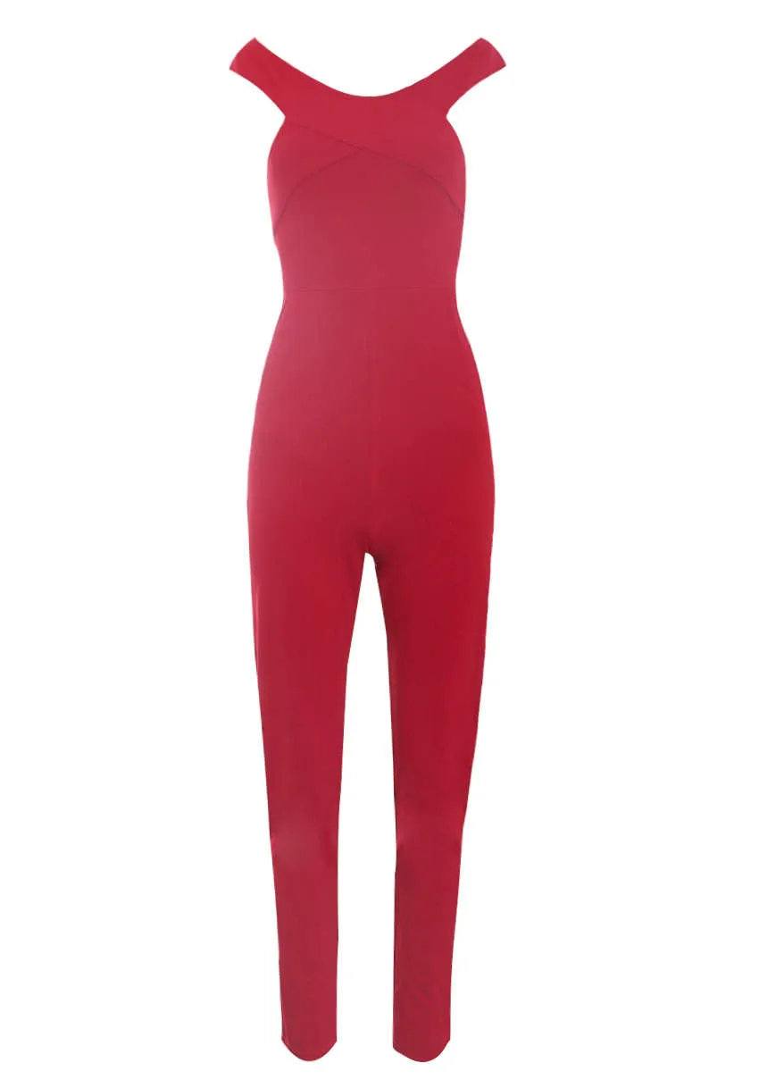 Red Cross Off The Shoulder Jumpsuit sold by AX Paris product image thumbnail 4