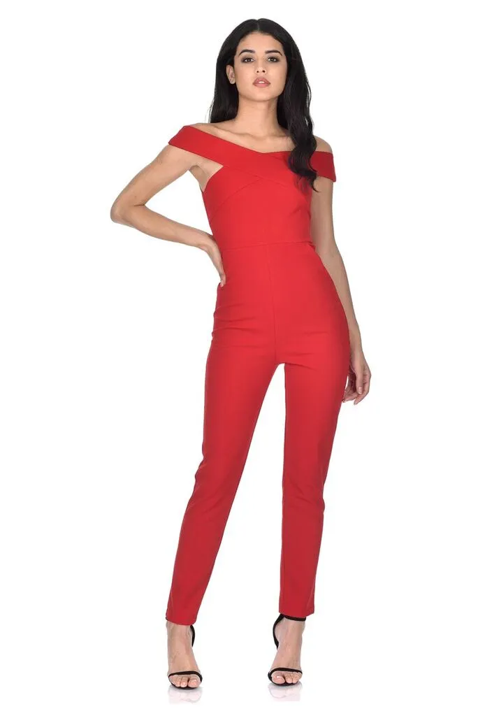 Red Cross Off The Shoulder Jumpsuit sold by AX Paris