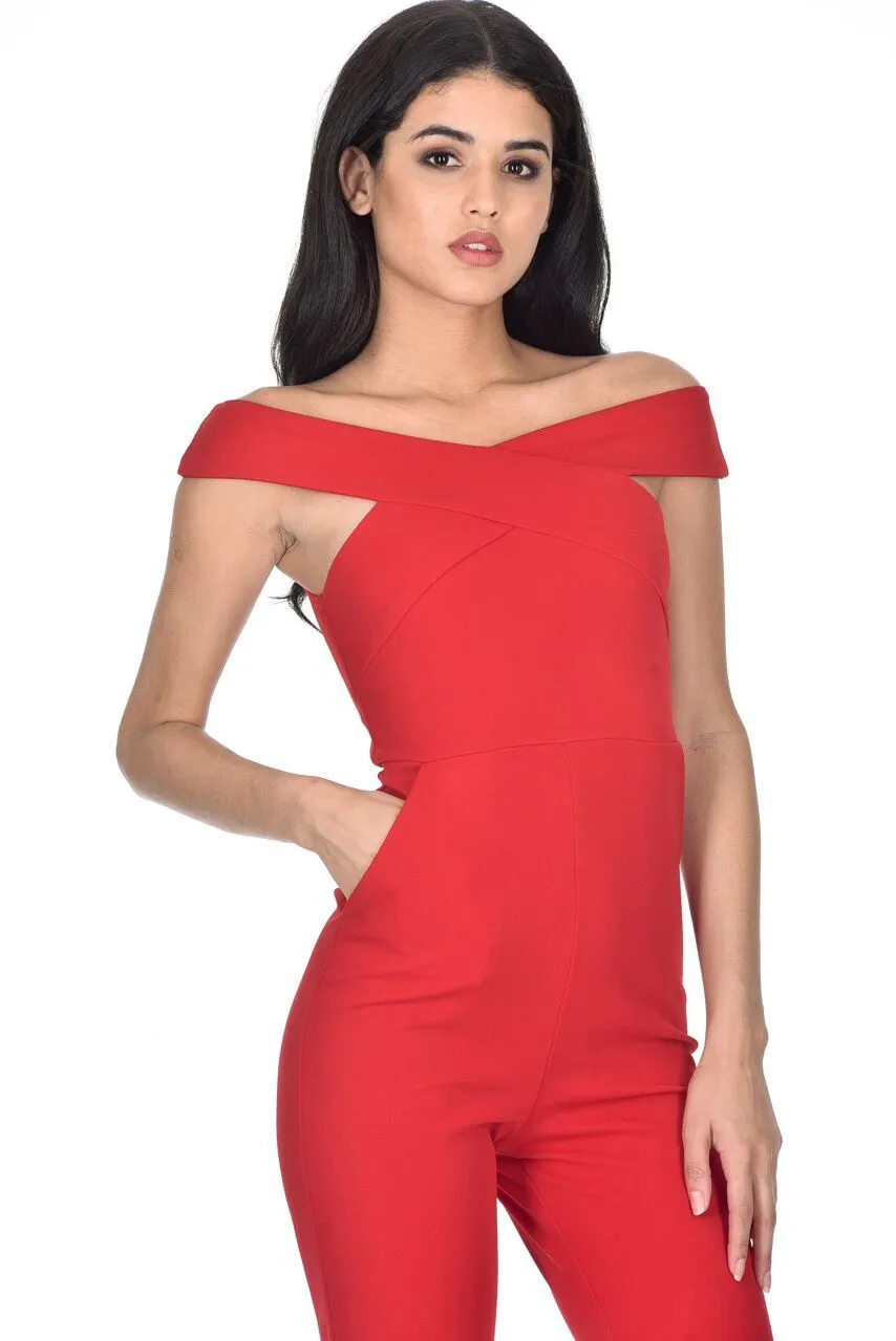 Red Cross Off The Shoulder Jumpsuit sold by AX Paris product image thumbnail 2
