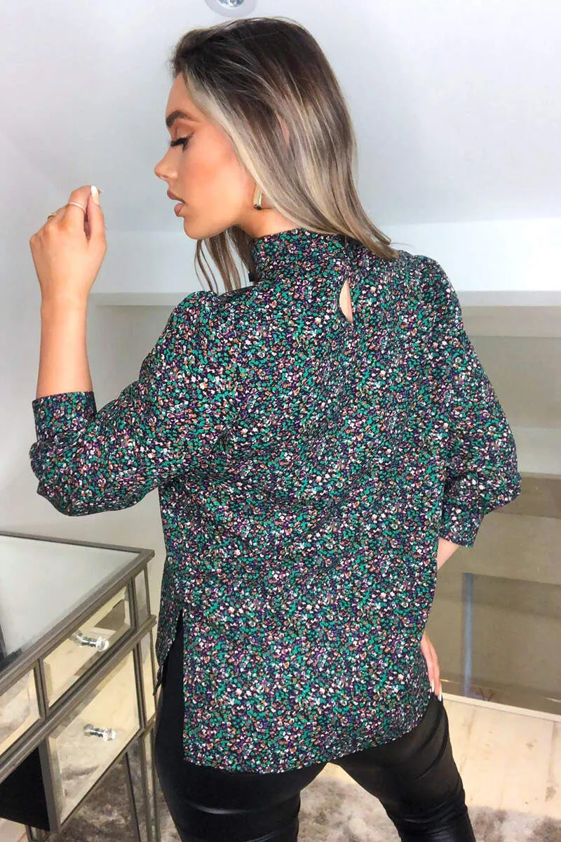 Multi Floral High Neck Mid Sleeve Top sold by AX Paris product image thumbnail 5