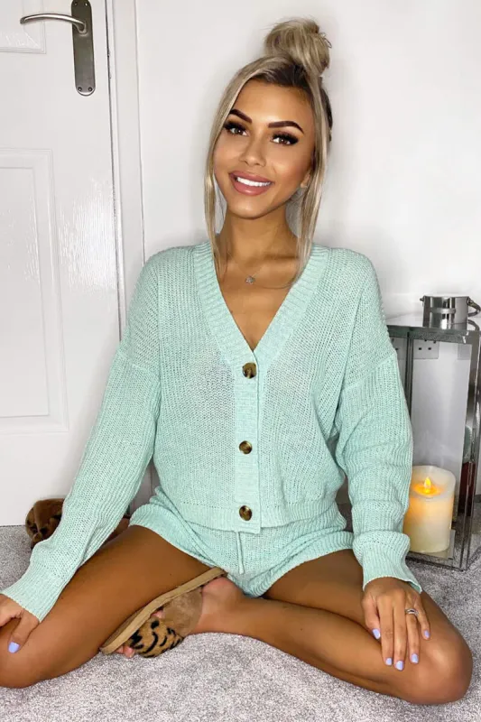 Mint Knitted Button Up Cardigan sold by AX Paris