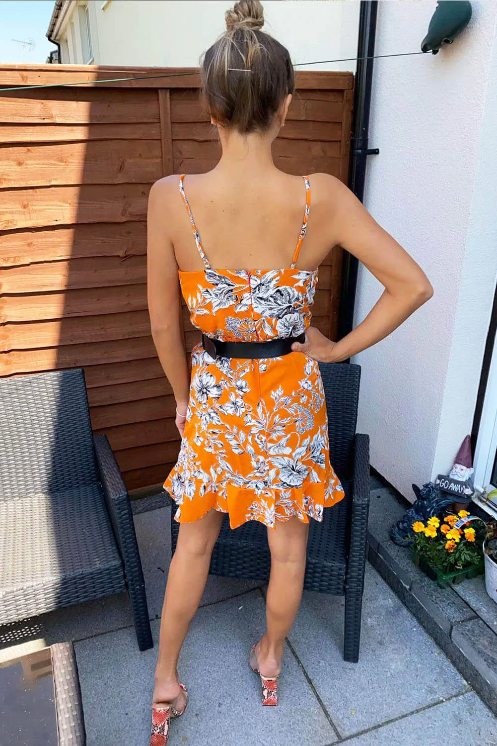Orange Floral Wrap Skater Dress sold by AX Paris product image thumbnail 4
