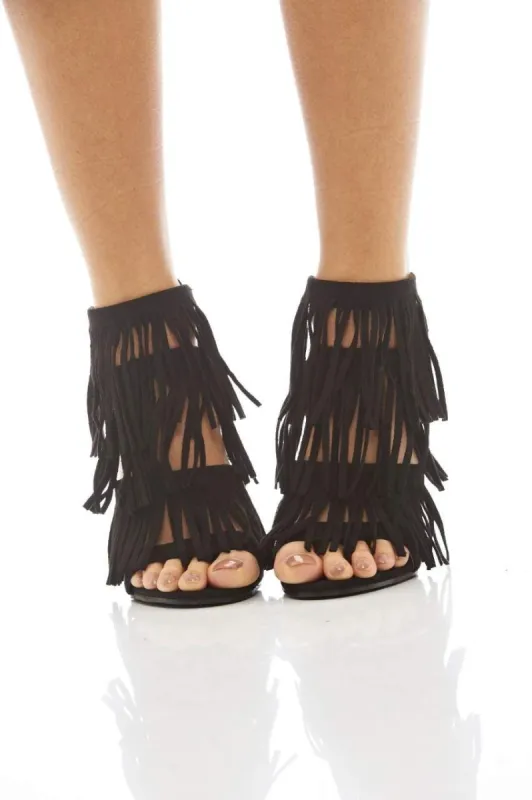 Multi Tassel Faux Suede Heels sold by AX Paris