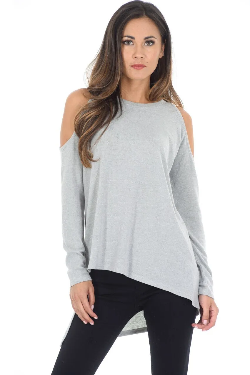 Grey Cold Shoulder Jumper sold by AX Paris