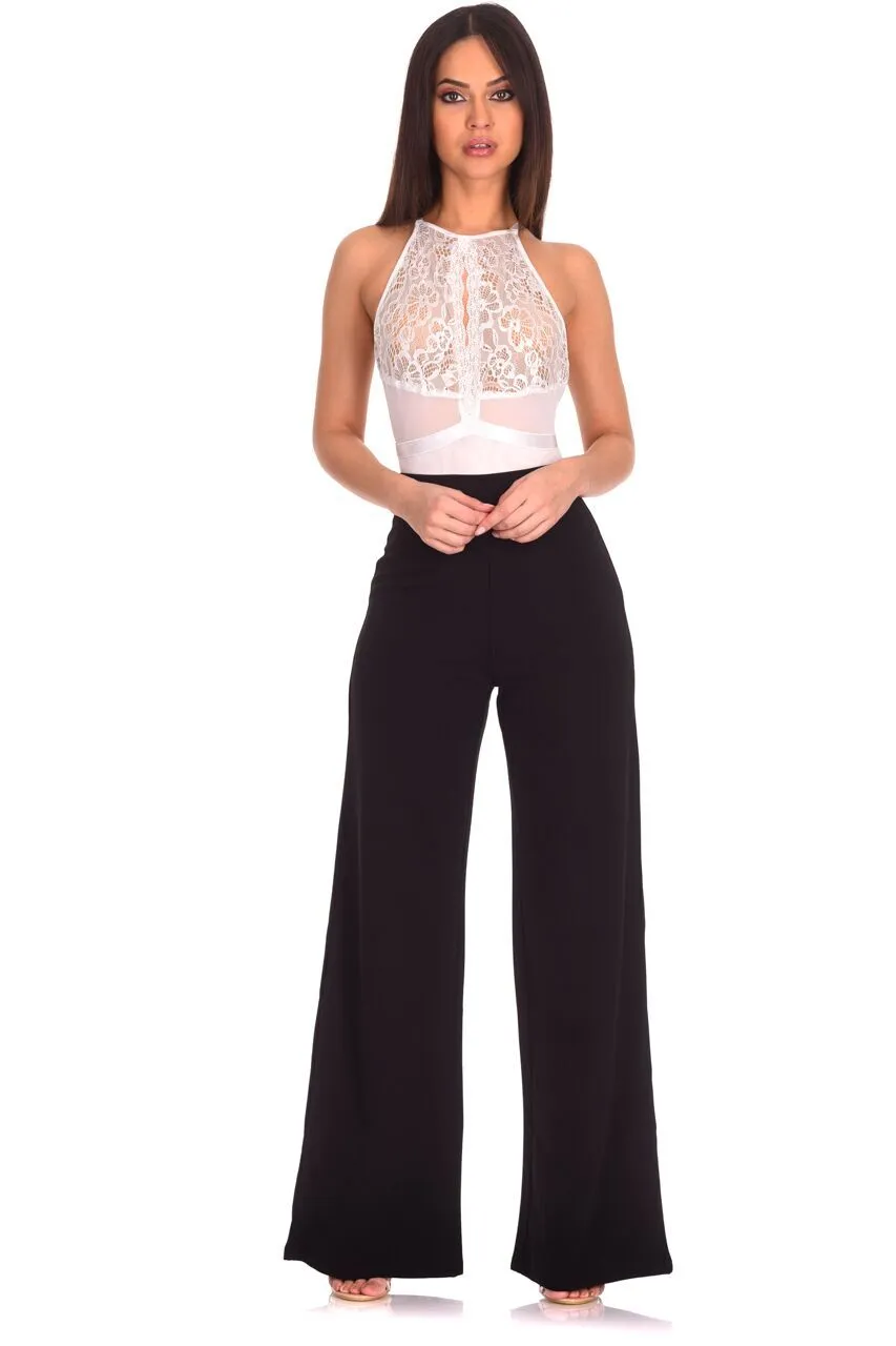 White Lace Mesh Open Back Bodysuit sold by AX Paris product image thumbnail 2