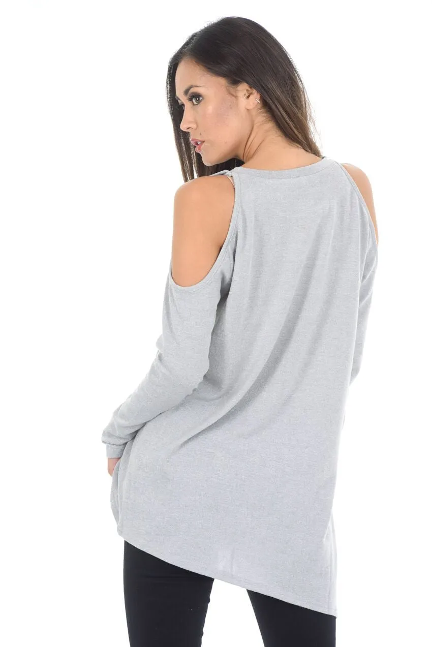 Grey Cold Shoulder Jumper sold by AX Paris product image thumbnail 3