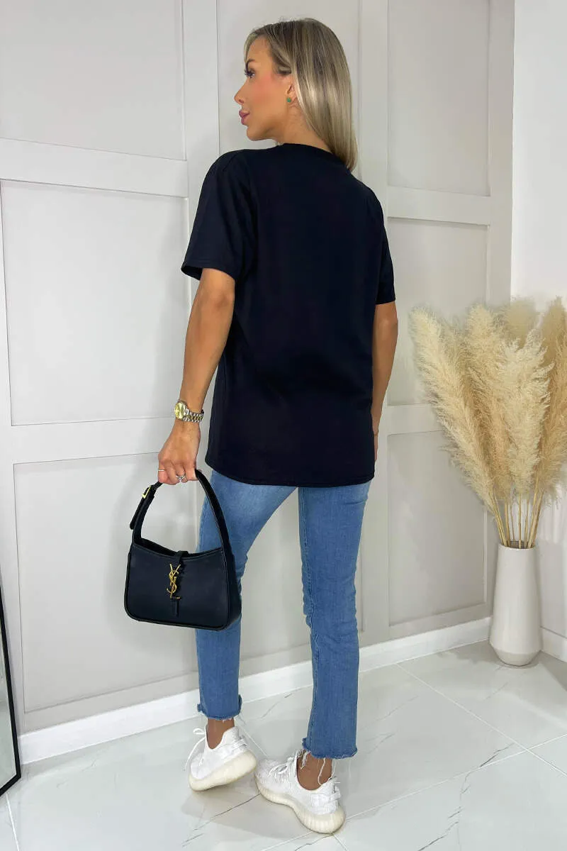 Black J'Adore Rose Gold Slogan T-Shirt sold by AX Paris product image thumbnail 5