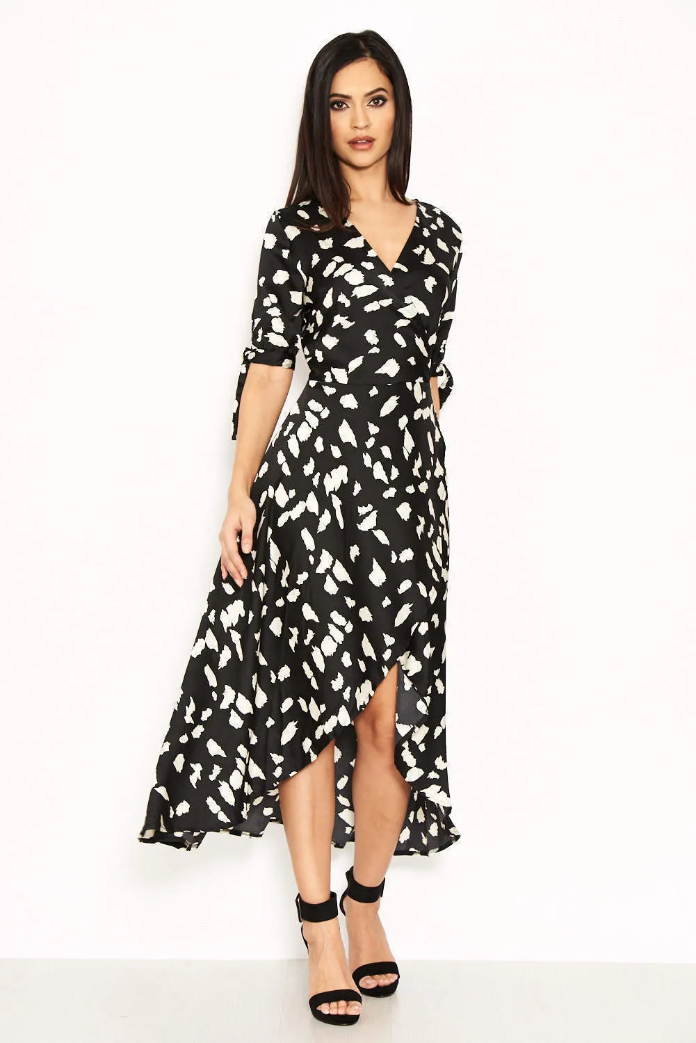 Black Wrap Around Print Maxi Dress sold by AX Paris product image thumbnail 4