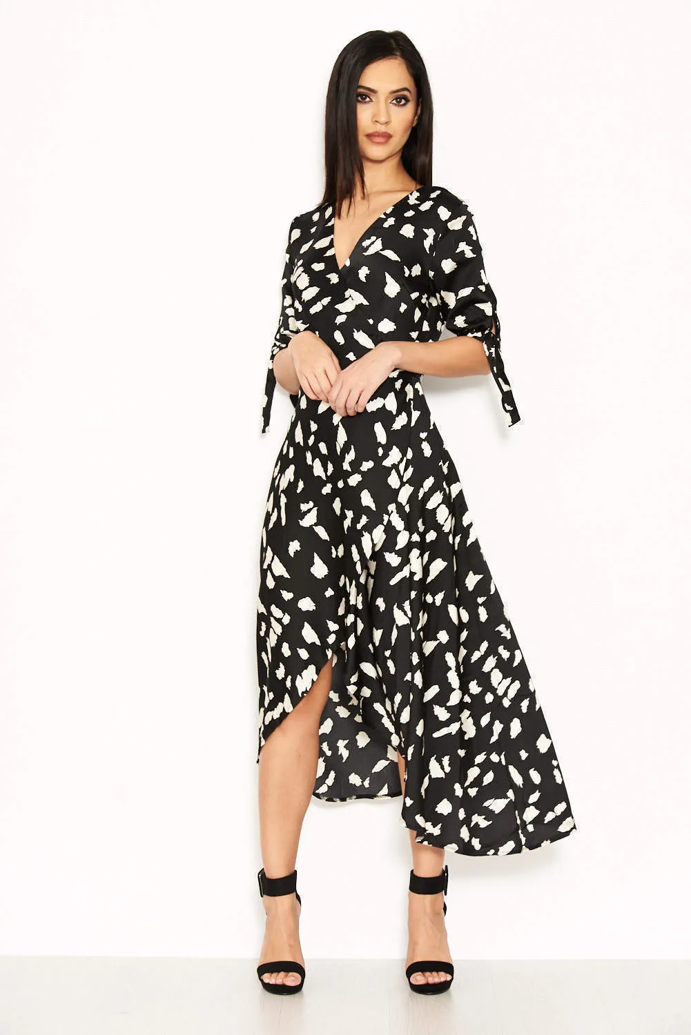 Black Wrap Around Print Maxi Dress sold by AX Paris product image thumbnail 2