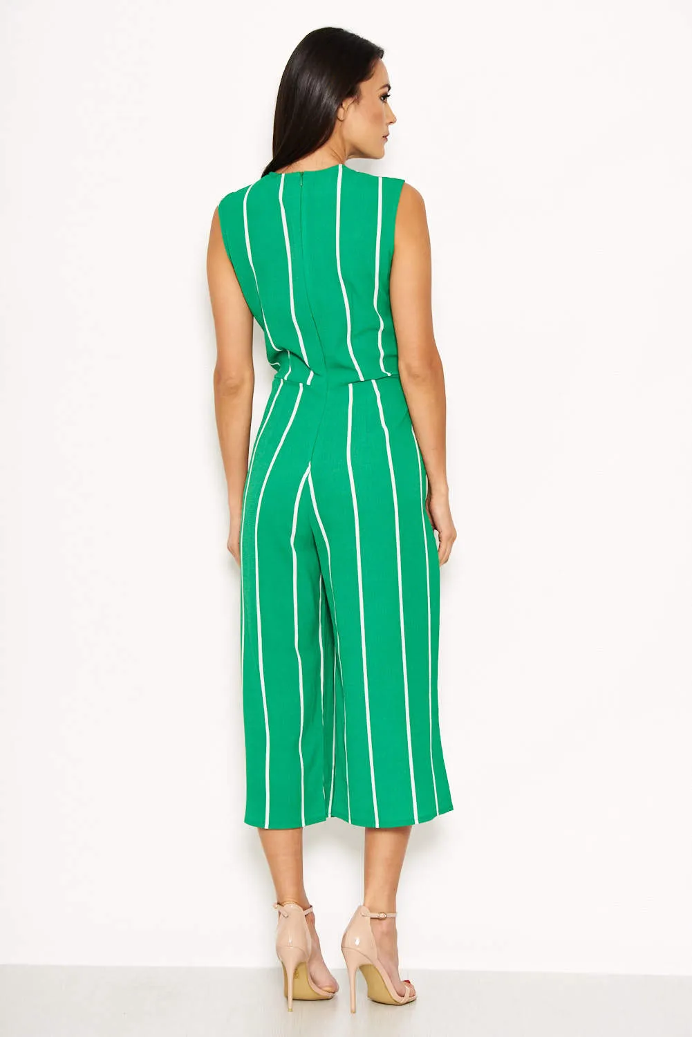 Green Pin Striped Culotte Jumpsuit sold by AX Paris product image thumbnail 3