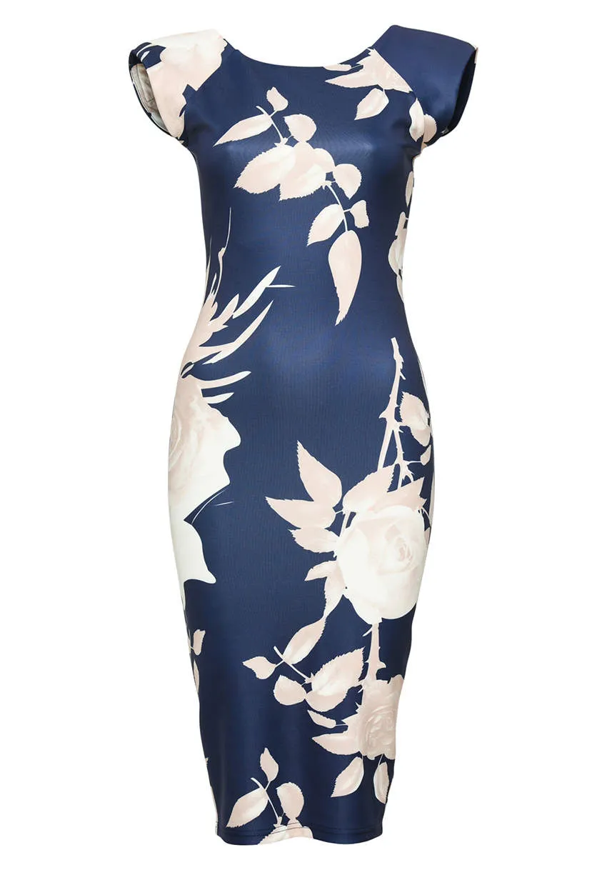 Navy Printed Midi Dress sold by AX Paris product image thumbnail 4