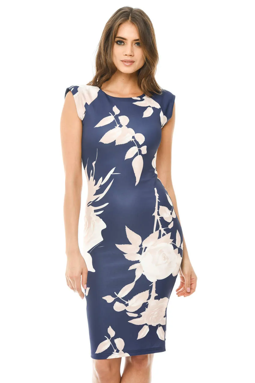 Navy Printed Midi Dress sold by AX Paris
