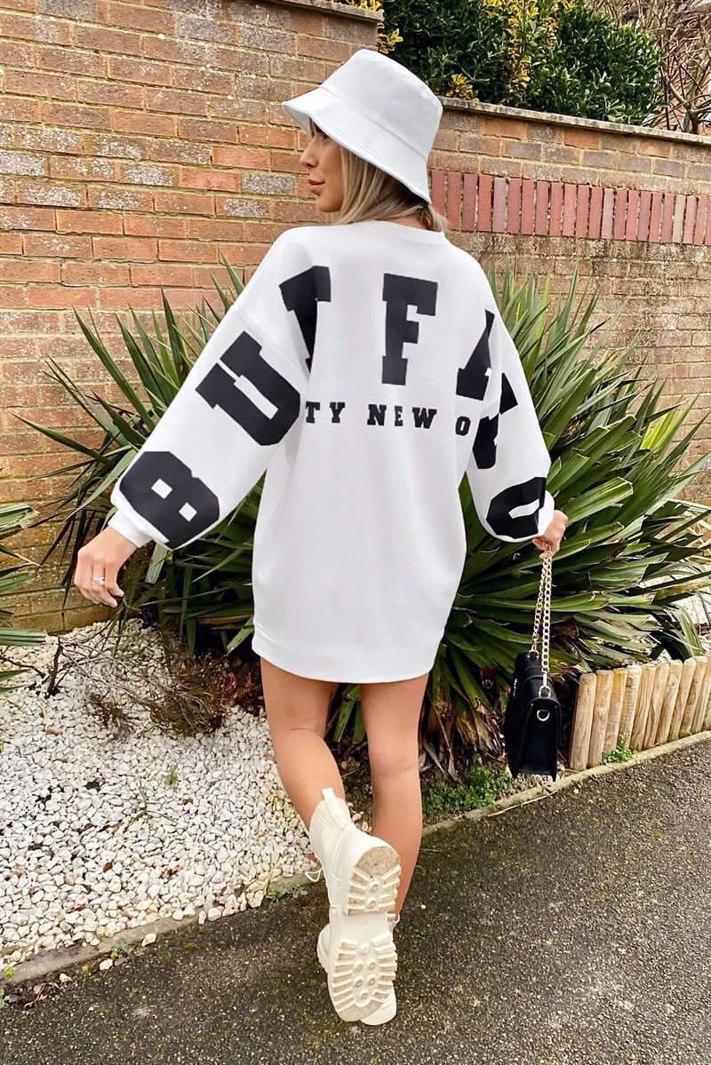 Cream Buffalo Slogan Oversized Sweatshirt sold by AX Paris