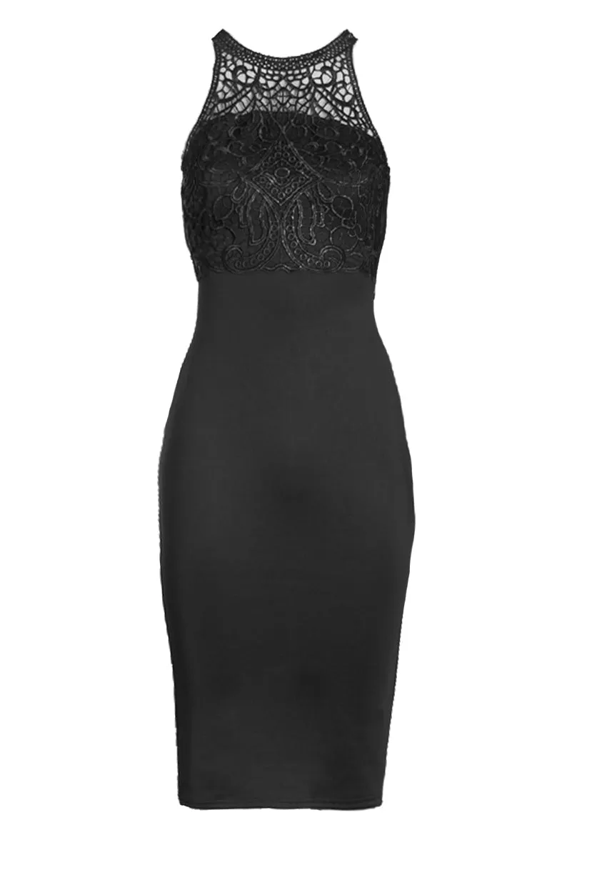Black Crochet High Neck Midi Dress sold by AX Paris product image thumbnail 4