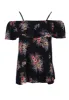 Black Floral Printed Off The Shoulder Frill Top sold by AX Paris