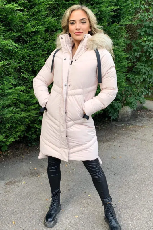 Stone Padded Long-line Puffer Coat sold by AX Paris