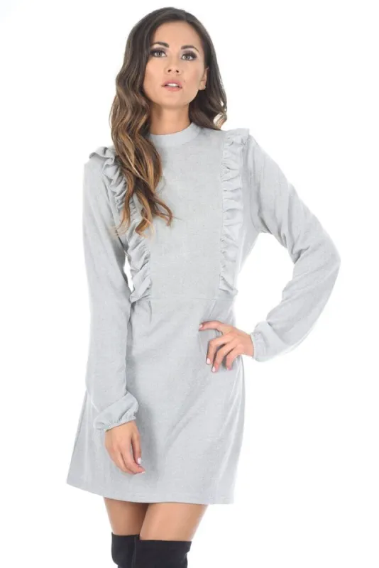 Silver Frill Front Skater Dress sold by AX Paris