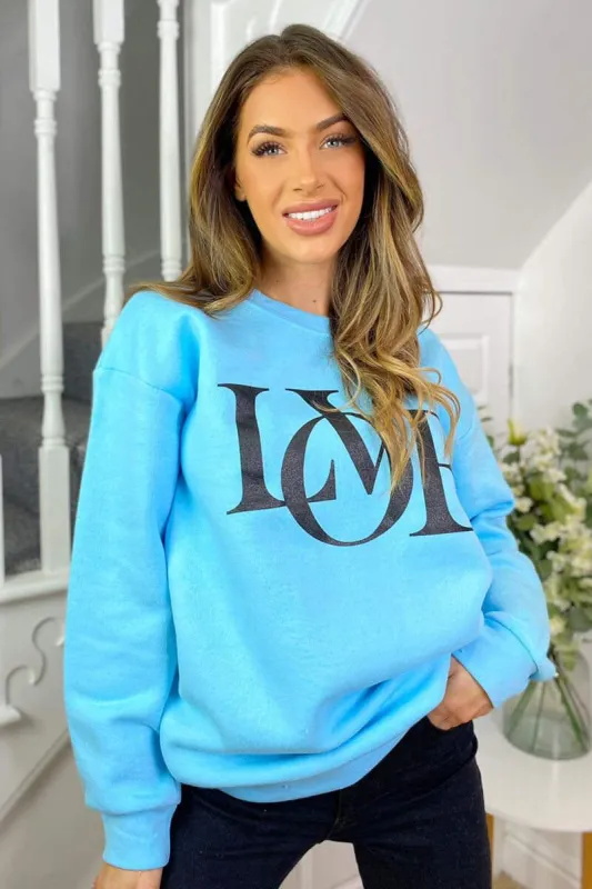 Baby Blue LOVE Sweatshirt sold by AX Paris