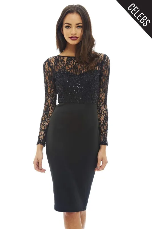 Sequin Top Bodycon Midi Dress sold by AX Paris