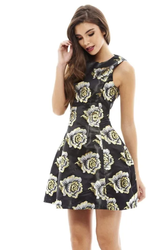 Metallic Floral Skater Dress sold by AX Paris