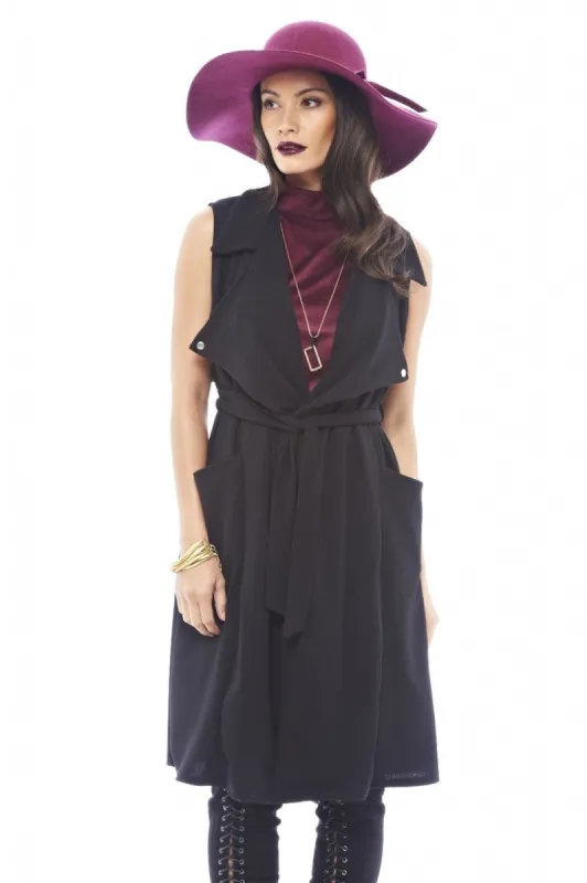 Water Fall Tie Belt Jacket sold by AX Paris