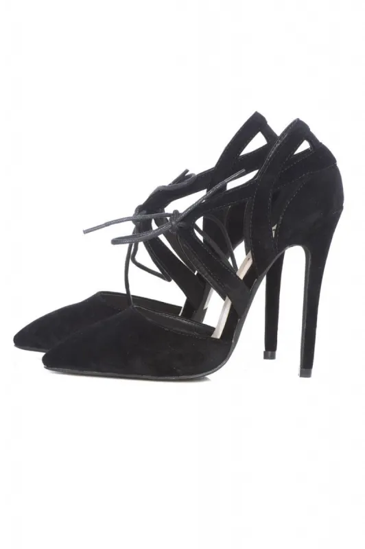 Pointy Suede Lace Up Heels sold by AX Paris