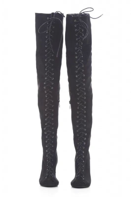 Thigh Lace Up Boot Heels sold by AX Paris