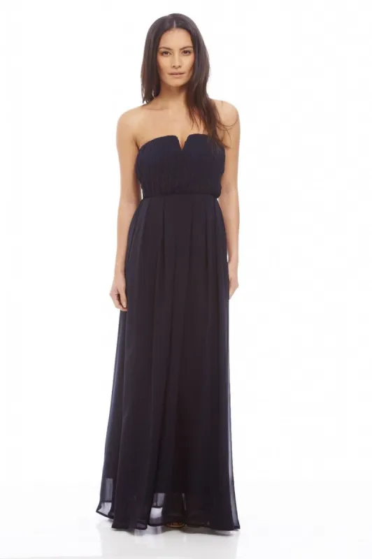 Chiffon Pleat Front Plain Maxi Dress sold by AX Paris