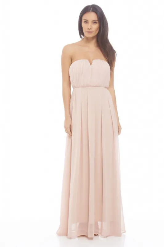 Chiffon Pleat Front Plain Maxi Dress sold by AX Paris
