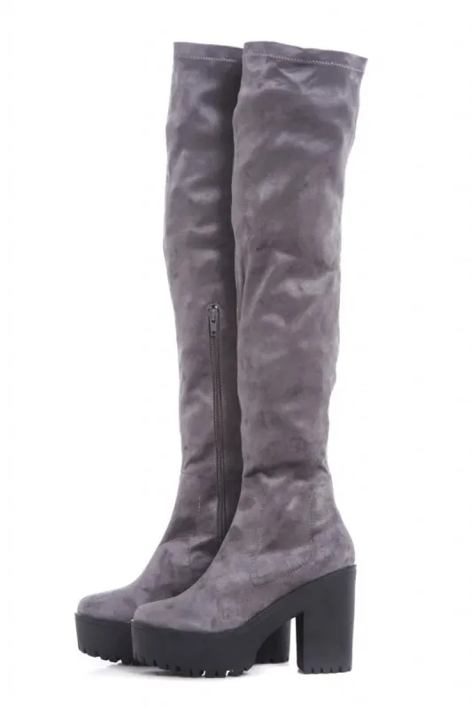 Over The Knee  Chunky Heeled Boot sold by AX Paris