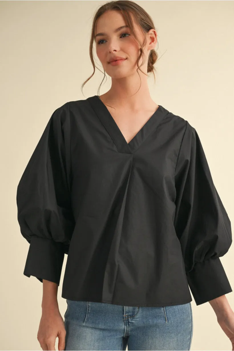 Black Balloon Sleeve Top - Puff Sleeve Top sold by B Darlin