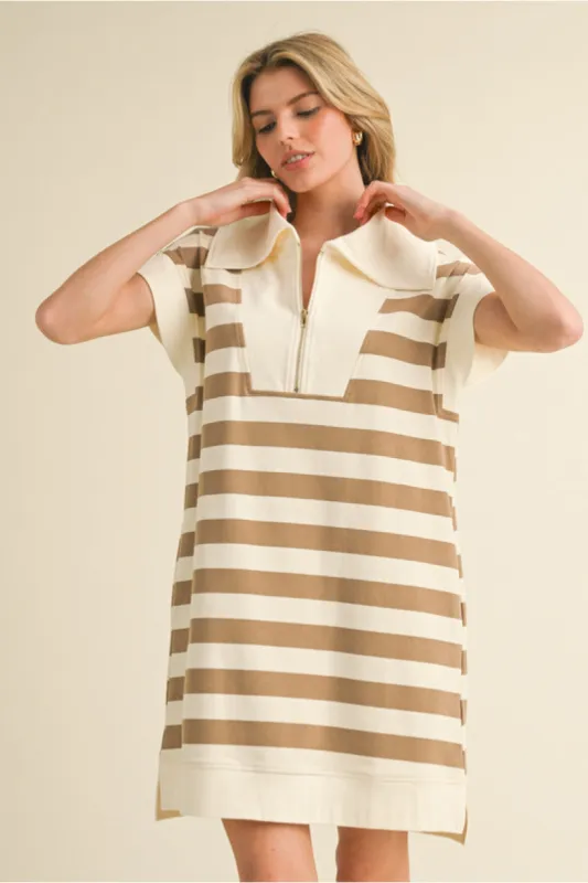 Taupe Half Zip Collar Dress sold by B Darlin