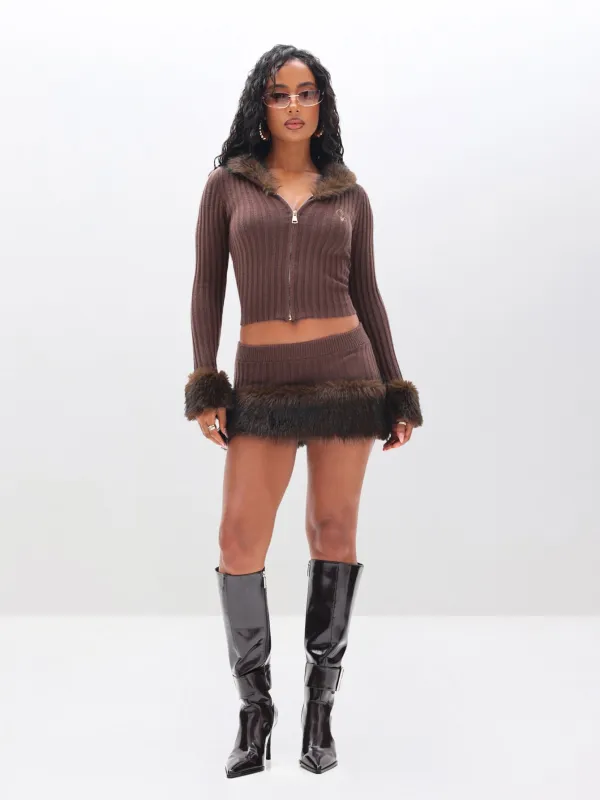 Knit Mini Skirt with Fur Trim sold by Baby Phat