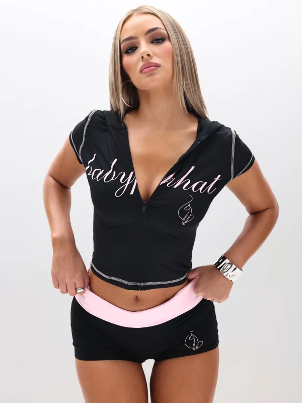 Short Sleeve Hooded Zip Up Top made by Baby Phat