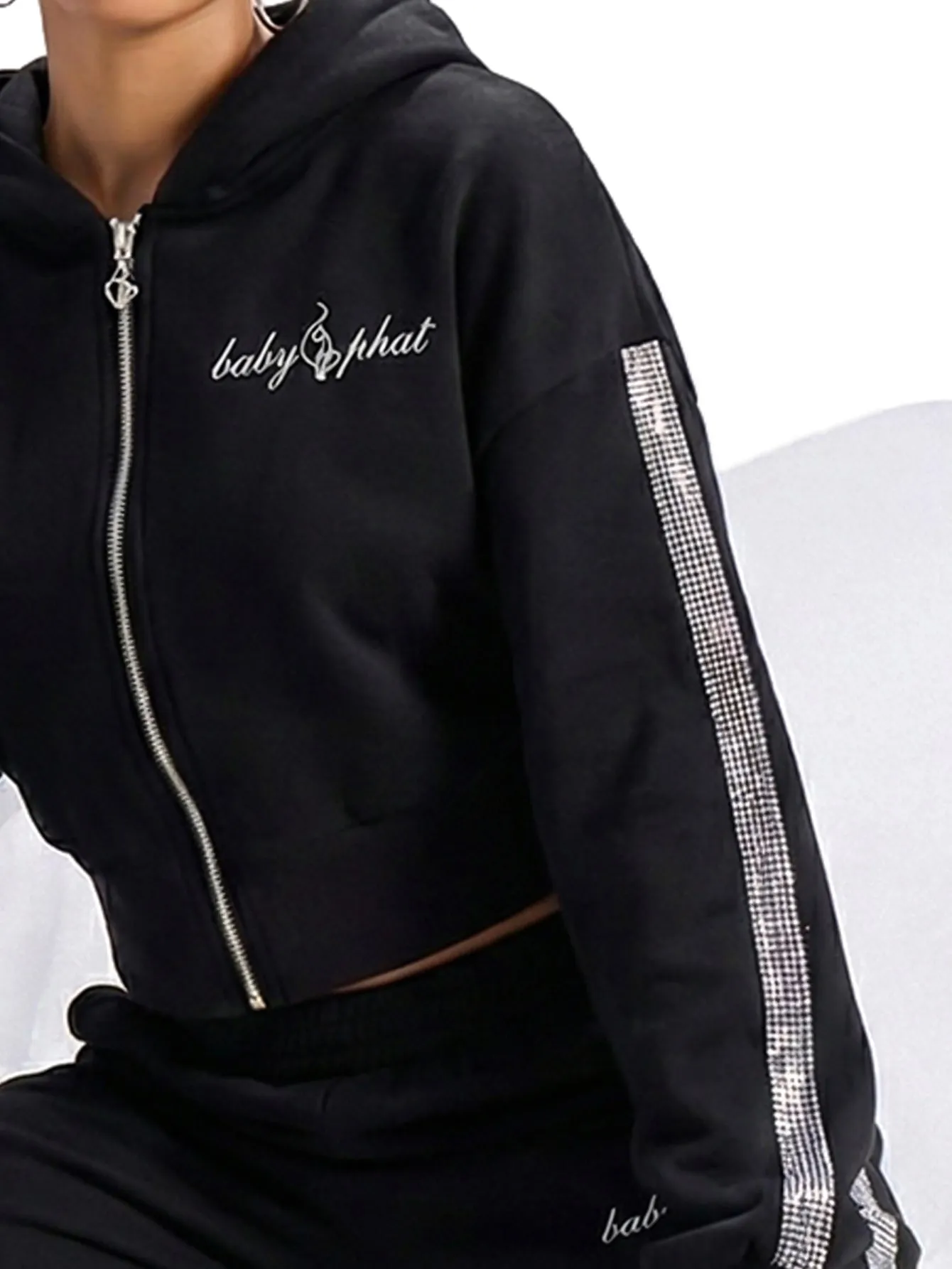 Cropped Hoodie With Rhinestone Trim sold by Baby Phat product image thumbnail 5