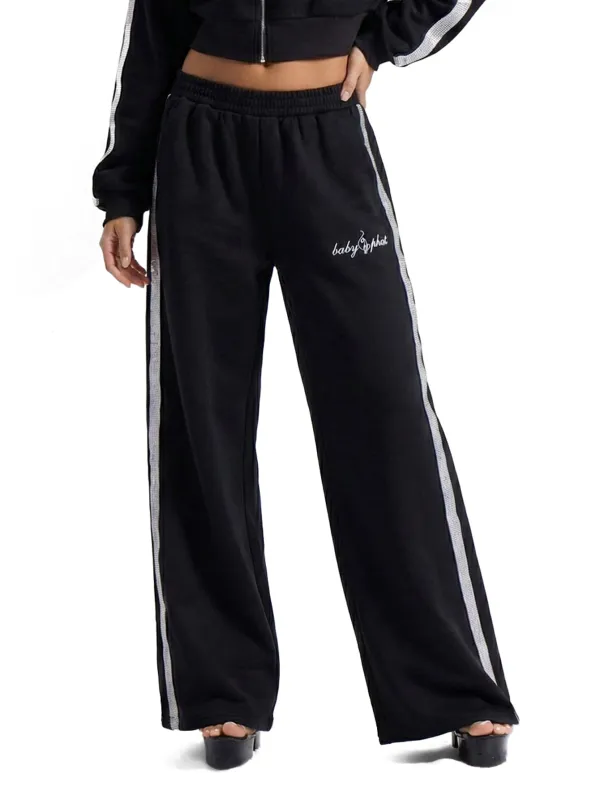 Wide Leg Jogger With Rhinestone Trim made by Baby Phat
