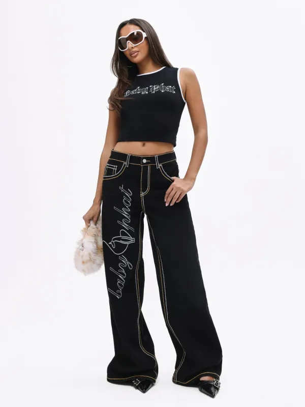 Contrast Logo Baggy Jean sold by Baby Phat