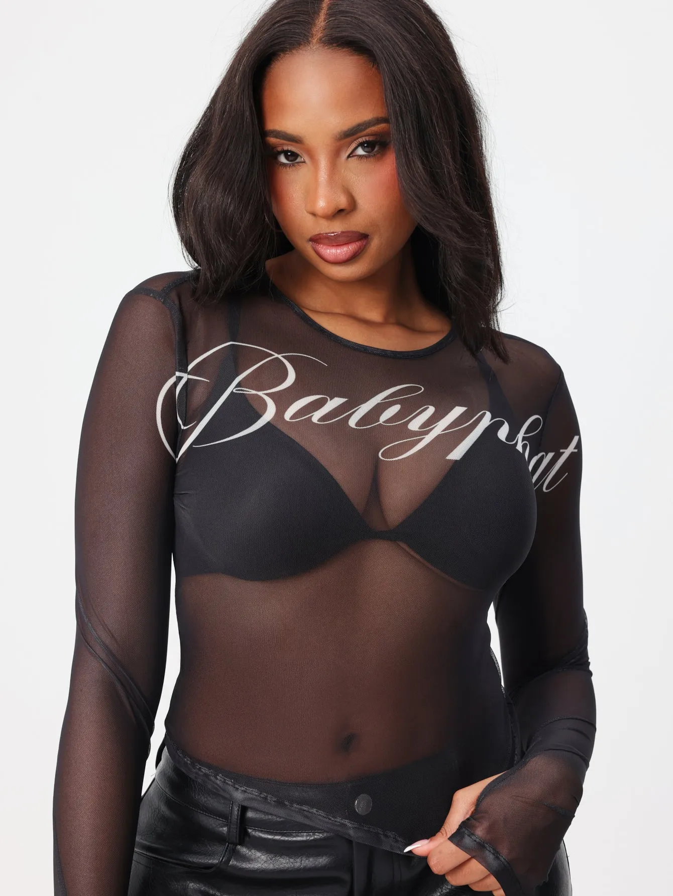 Logo Mesh Long Sleeve sold by Baby Phat