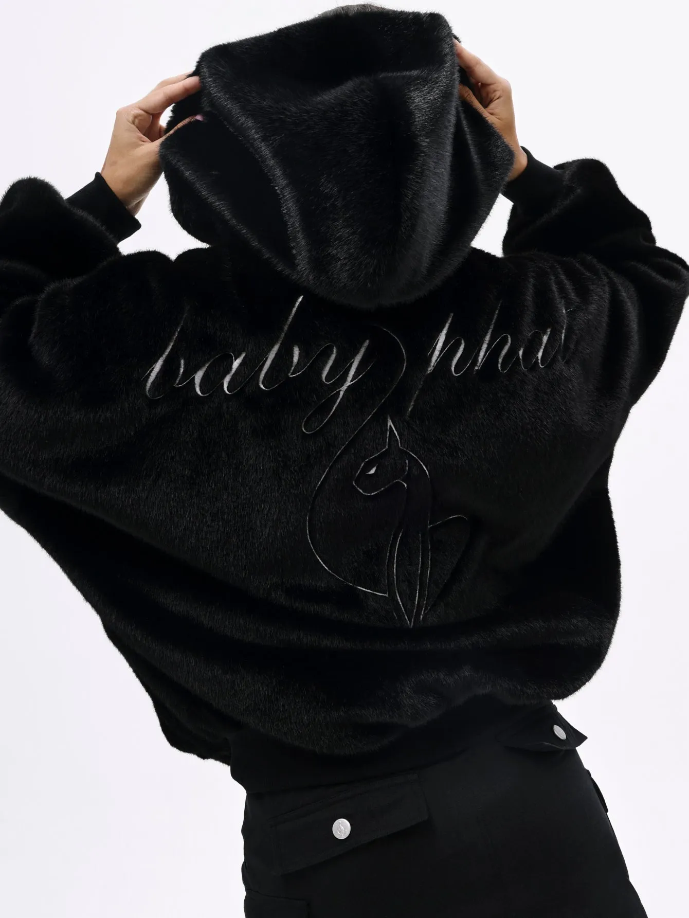 Oversized Hooded Faux Fur Jacket sold by Baby Phat