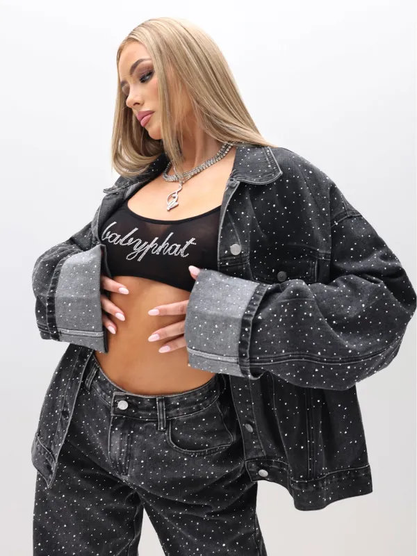 Oversized Rhinestone Denim Jacket made by Baby Phat