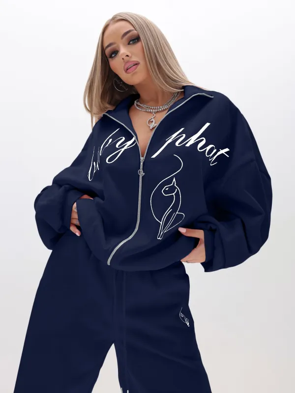 Oversized High Neck Zip Up Sweatshirt made by Baby Phat