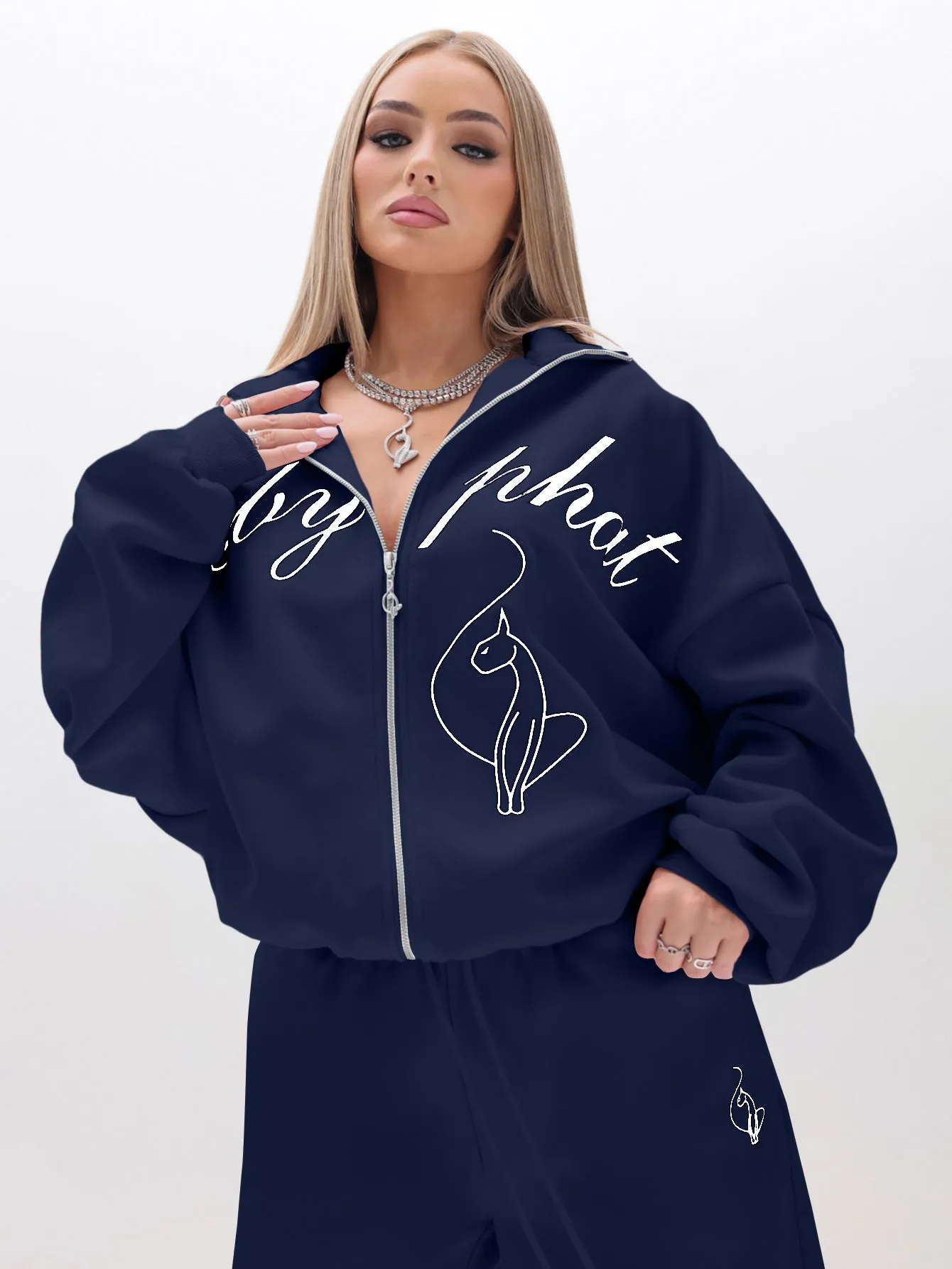 Oversized High Neck Zip Up Sweatshirt sold by Baby Phat product image thumbnail 3
