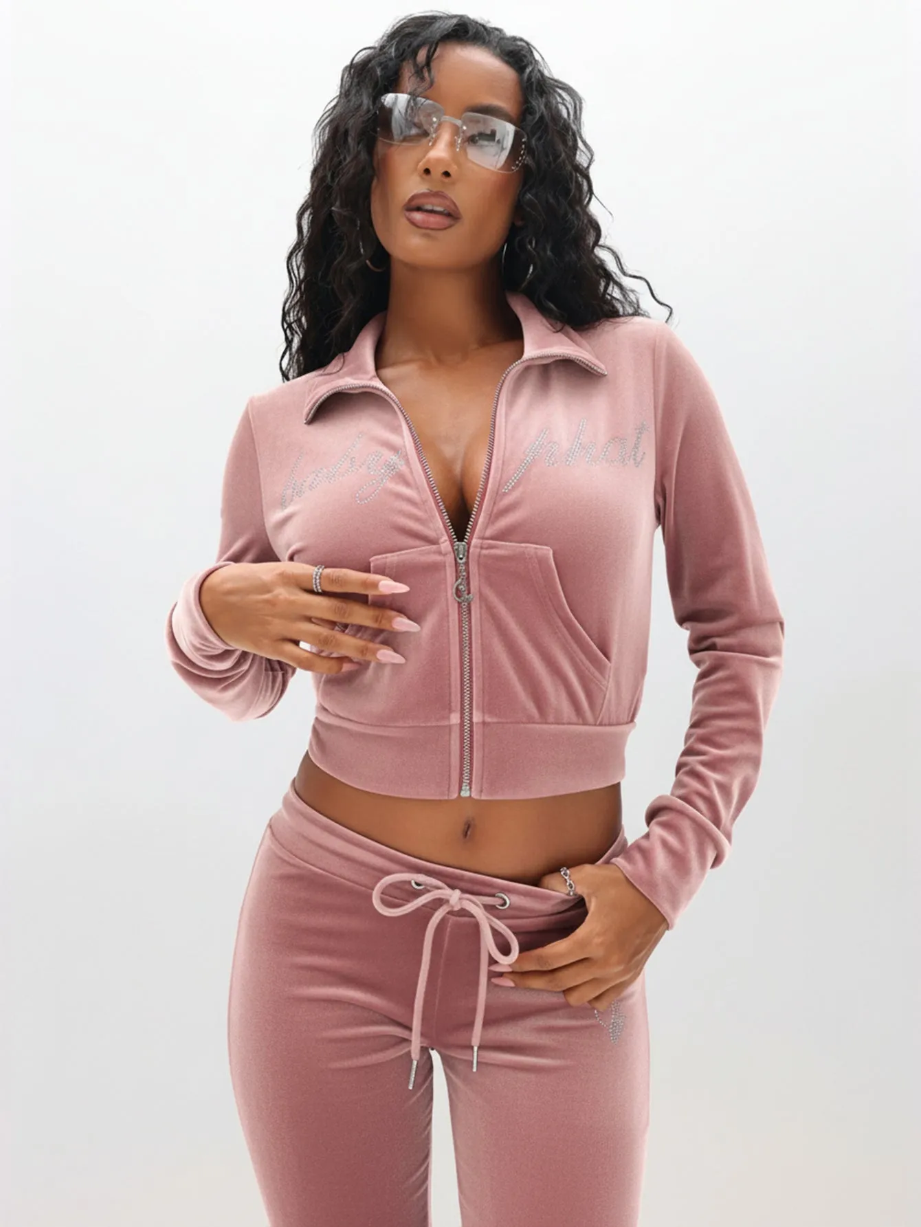 Velour Funnel Neck Sweatshirt with Rhinestones sold by Baby Phat product image thumbnail 2