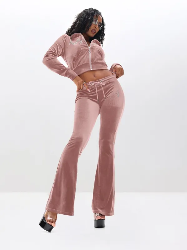 Low Rise Velour Sweatpants With Rhinestones made by Baby Phat